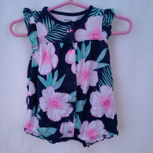 Carters girls one piece Size 3M Aloha Floral Black